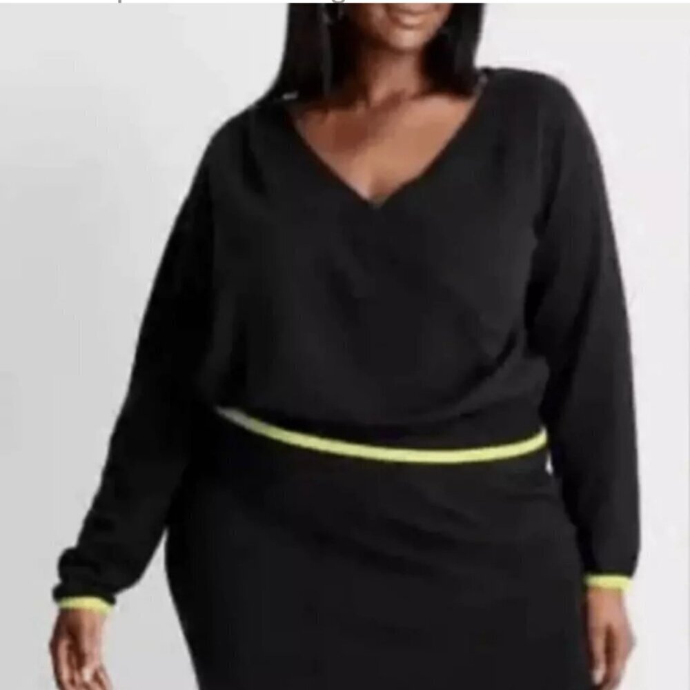 NWOT Future Collective 3X Black Boxy Wrap Sweater Wardrobe Staple Minimalist